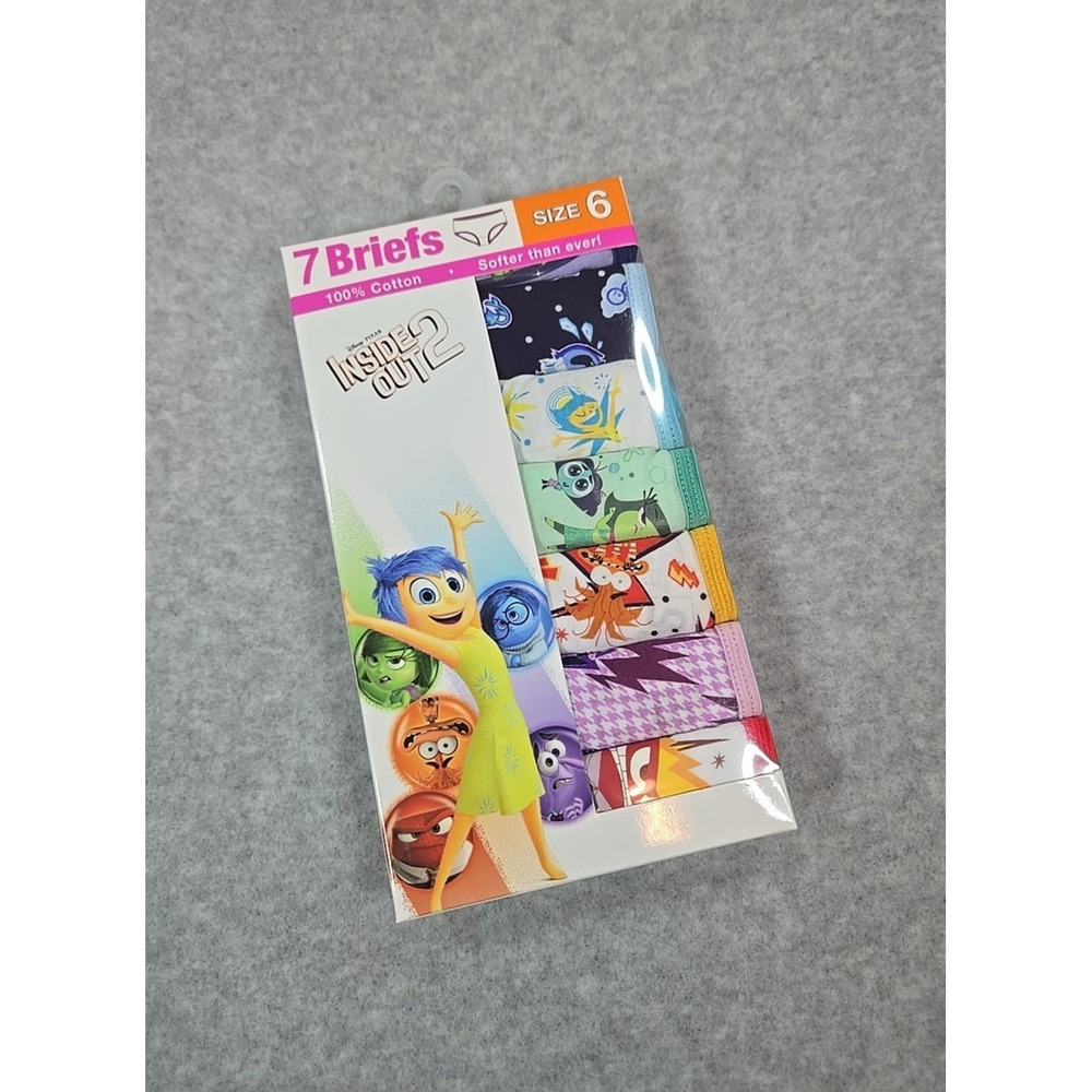 Disney INSIDE OUT Girls Size 6‎ Briefs Panties 7 Pack Underwear Cartoon NEW